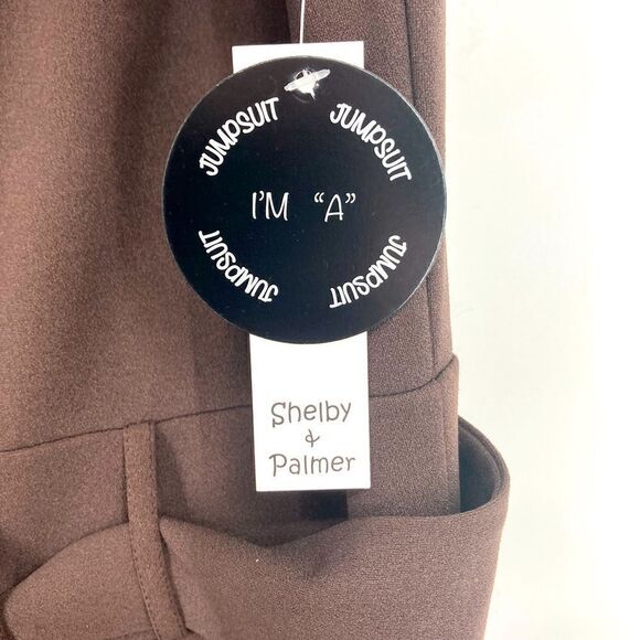 NWT Shelby&Palmer Split Flare Leg Jumpsuit Hot Fudge Color Size 16 - Picture 9 of 9